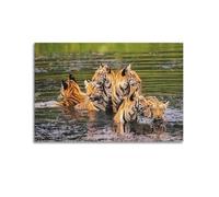 OKNGB Jungle Tiger Family Cubs Habitat Poster Poster Decorative Painting Canvas Wall Posters And Art Picture Print Modern Family Bedroom Decor Posters 24x36inch(60x90cm)