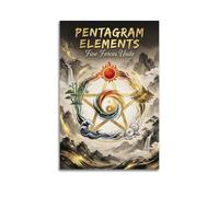 OKNGB Pentagram Elements Zen Yin Yang Poster Taoism Ethics Modern Decorative Canvas Prints - Ideal Wall Art for Family, Game Room, Kids, Boys & Girls Bedroom 16x24inch(40x60cm)