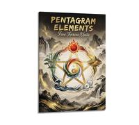 OKNGB Pentagram Elements Zen Yin Yang Poster Taoism Ethics Modern Decorative Canvas Prints - Ideal Wall Art for Family, Game Room, Kids, Boys & Girls Bedroom 16x24inch(40x60cm)