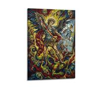 OKNGB Religious Guardian Angel Poster Saint Michael Vs Satan Modern Decorative Canvas Prints - Ideal Wall Art for Family, Game Room, Kids, Boys & Girls Bedroom 16x24inch(40x60cm)