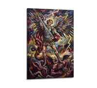 OKNGB Religious Guardian Angel Poster Saint Michael Vs Satan Modern Decorative Canvas Prints - Ideal Wall Art for Family, Game Room, Kids, Boys & Girls Bedroom 20x30inch(50x75cm)