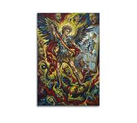 OKNGB Religious Guardian Angel Poster Saint Michael Vs Satan Modern Decorative Canvas Prints - Ideal Wall Art for Family, Game Room, Kids, Boys & Girls Bedroom 16x24inch(40x60cm)