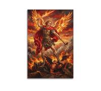 OKNGB Religious Poster St. Michael Angelic Last Judgment Satan Modern Decorative Canvas Prints - Ideal Wall Art for Family, Game Room, Kids, Boys & Girls Bedroom 16x24inch(40x60cm)