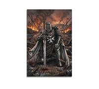 OKNGB Retro Black White Crusades Knights Hospitaller War Poster Modern Decorative Canvas Prints - Ideal Wall Art for Family, Game Room, Kids, Boys & Girls Bedroom 20x30inch(50x75cm)