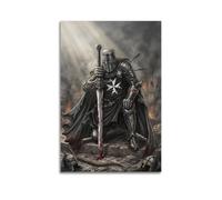OKNGB Retro Black White Crusades Knights Hospitaller War Poster Modern Decorative Canvas Prints - Ideal Wall Art for Family, Game Room, Kids, Boys & Girls Bedroom 12x18inch(30x45cm)