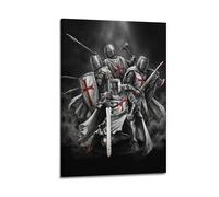 OKNGB Retro Black White Templar Crusades War Poster Modern Decorative Canvas Prints - Ideal Wall Art for Family, Game Room, Kids, Boys & Girls Bedroom 16x24inch(40x60cm)