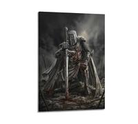 OKNGB Retro Black White Templar Crusades War Poster Modern Decorative Canvas Prints - Ideal Wall Art for Family, Game Room, Kids, Boys & Girls Bedroom 12x18inch(30x45cm)