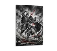 OKNGB Retro Black White Templar Crusades War Poster Modern Decorative Canvas Prints - Ideal Wall Art for Family, Game Room, Kids, Boys & Girls Bedroom 24x36inch(60x90cm)