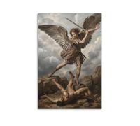 OKNGB Retro Christ Bible Poster St. Michael Defeating Satan Modern Decorative Canvas Prints - Ideal Wall Art for Family, Game Room, Kids, Boys & Girls Bedroom 24x36inch(60x90cm)