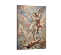 OKNGB Retro Christ Bible Poster St. Michael Defeating Satan Modern Decorative Canvas Prints - Ideal Wall Art for Family, Game Room, Kids, Boys & Girls Bedroom 12x18inch(30x45cm)