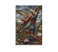 OKNGB Retro Christ Bible Poster St. Michael Defeating Satan Modern Decorative Canvas Prints - Ideal Wall Art for Family, Game Room, Kids, Boys & Girls Bedroom 24x36inch(60x90cm)