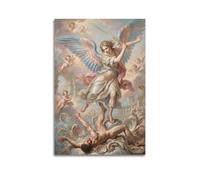 OKNGB Retro Christ Bible Poster St. Michael Defeating Satan Modern Decorative Canvas Prints - Ideal Wall Art for Family, Game Room, Kids, Boys & Girls Bedroom 16x24inch(40x60cm)