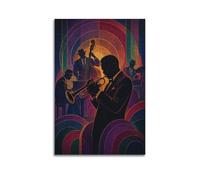 OKNGB Retro Jazz Band Music Poster Musical Instrument Poster Decorative Painting Canvas Wall Posters And Art Picture Print Modern Family Bedroom Decor Posters 12x18inch(30x45cm)