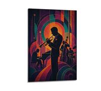 OKNGB Retro Jazz Band Music Poster Musical Instrument Poster Decorative Painting Canvas Wall Posters And Art Picture Print Modern Family Bedroom Decor Posters 20x30inch(50x75cm)