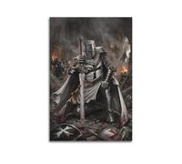 OKNGB Retro Kneeling Knight Templar Poster Medieval Crusader Modern Decorative Canvas Prints - Ideal Wall Art for Family, Game Room, Kids, Boys & Girls Bedroom 16x24inch(40x60cm)