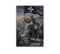 OKNGB Retro Knights Hospitaller Epic Journey Crusaders Poster Modern Decorative Canvas Prints - Ideal Wall Art for Family, Game Room, Kids, Boys & Girls Bedroom 20x30inch(50x75cm)