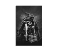 OKNGB Retro Knights Hospitaller Epic Journey Crusaders Poster Modern Decorative Canvas Prints - Ideal Wall Art for Family, Game Room, Kids, Boys & Girls Bedroom 16x24inch(40x60cm)