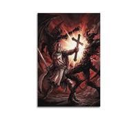 OKNGB Retro Medieval Christian Poster Knight Templar Divine Light Modern Decorative Canvas Prints - Ideal Wall Art for Family, Game Room, Kids, Boys & Girls Bedroom 12x18inch(30x45cm)