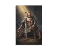 OKNGB Retro Medieval Christian Poster Knight Templar Divine Light Modern Decorative Canvas Prints - Ideal Wall Art for Family, Game Room, Kids, Boys & Girls Bedroom 12x18inch(30x45cm)