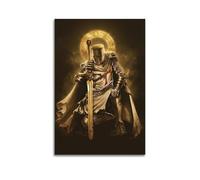 OKNGB Retro Medieval Christian Poster Knight Templar Divine Light Modern Decorative Canvas Prints - Ideal Wall Art for Family, Game Room, Kids, Boys & Girls Bedroom 12x18inch(30x45cm)