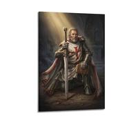 OKNGB Retro Medieval Christian Poster Knight Templar Divine Light Modern Decorative Canvas Prints - Ideal Wall Art for Family, Game Room, Kids, Boys & Girls Bedroom 16x24inch(40x60cm)