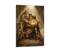 OKNGB Retro Medieval Christian Poster Knight Templar Divine Light Modern Decorative Canvas Prints - Ideal Wall Art for Family, Game Room, Kids, Boys & Girls Bedroom 16x24inch(40x60cm)
