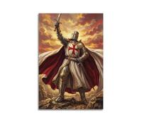 OKNGB Retro Medieval Christian Poster Knight Templar Divine Light Modern Decorative Canvas Prints - Ideal Wall Art for Family, Game Room, Kids, Boys & Girls Bedroom 12x18inch(30x45cm)