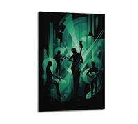 OKNGB Retro Music Poster Midnight Jazz Band Quintet Poster Decorative Painting Canvas Wall Posters And Art Picture Print Modern Family Bedroom Decor Posters 12x18inch(30x45cm)