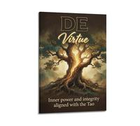 OKNGB Te Ching Quotes Taoism Virtue Art Yin Yang Poster Modern Decorative Canvas Prints - Ideal Wall Art for Family, Game Room, Kids, Boys & Girls Bedroom 12x18inch(30x45cm)