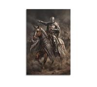 OKNGB Vintage Medieval Crusades Grand Master Templar Poster Modern Decorative Canvas Prints - Ideal Wall Art for Family, Game Room, Kids, Boys & Girls Bedroom 12x18inch(30x45cm)