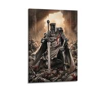 OKNGB Vintage Medieval Crusades Grand Master Templar Poster Modern Decorative Canvas Prints - Ideal Wall Art for Family, Game Room, Kids, Boys & Girls Bedroom 24x36inch(60x90cm)