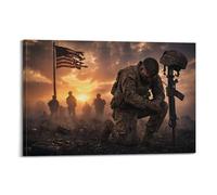 OKNGB Vintage Military Patriotic Poster Memorial Day Modern Decorative Canvas Prints - Ideal Wall Art for Family, Game Room, Kids, Boys & Girls Bedroom 24x36inch(60x90cm)