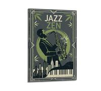 OKNGB Vintage Saxophone Zen Jazz Mindful Melodies Poster Poster Decorative Painting Canvas Wall Posters And Art Picture Print Modern Family Bedroom Decor Posters 12x18inch(30x45cm)