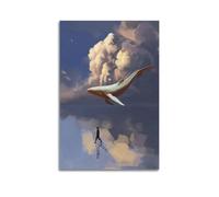OKNGB Whale Surreal Meditation Ocean Poster Poster Decorative Painting Canvas Wall Posters And Art Picture Print Modern Family Bedroom Decor Posters 16x24inch(40x60cm)