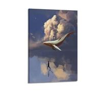 OKNGB Whale Surreal Meditation Ocean Poster Poster Decorative Painting Canvas Wall Posters And Art Picture Print Modern Family Bedroom Decor Posters 16x24inch(40x60cm)