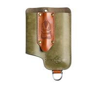 OKNIFE Osheath S1 3 in1 Leather Sheath for Flat Flashlight, Pocket Knife, Mini Pen, EDC Kit Belt Organizer for Belt with Horseshoe Buckle Keychain