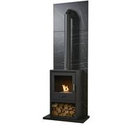 OKO Bio Ethanol Fires Black Marble Effect Tile Hearth & OKO S3 Stove Store & Extra Tall Pipe OKO Bio Ethanol Fires Black