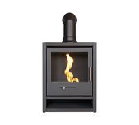 OKO Bio Ethanol Fires S1 Bio Ethanol Stove in Charcoal Grey with Angled Stove Pipe in Black OKO Bio Ethanol Fires Black