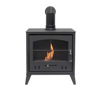OKO Bio Ethanol Fires S4 Bio Ethanol Stove in Charcoal Grey with Angled Stove Pipe OKO Bio Ethanol Fires Grey