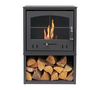 OKO Bio Ethanol Fires S4 Bio Ethanol Stove with Log Storage in Charcoal Grey OKO Bio Ethanol Fires Grey