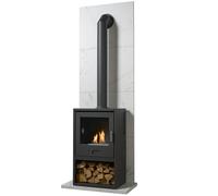 OKO Bio Ethanol Fires Tile Hearth White Marble Effect OKO S3 Stove, Store & Extra Tall Pipe OKO Bio Ethanol Fires Multicolor