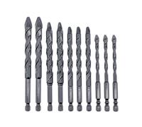 OKODOKO 10Pcs Heavy-Duty Masonry Eccentric Twist 6, 8, 10 & 12mm Drill Bit Set 1/4" Hex For Concrete Walls Tiles Glass Hard Cement Granite