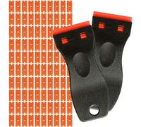 OKODOKO 2X Plastic Scrapers & 100X Double Sided Plastic Razor Blades Set - Adhesive, Decal, Sticker, Glue, Sticky Stuff, Label