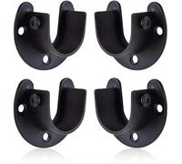 OKODOKO 4Pcs Black 25mm Stainless Steel Rod Socket Flange U-Shape Brackets For Curtain Poles, Wardrobes & Shower Rails