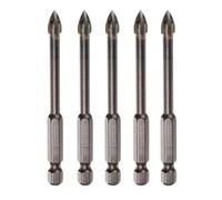 OKODOKO 5Pcs Titanium Coated Masonry Drill Bits For Concrete Brick Ceramic Tile Triangle Tip Drill Bits With 1/4" Hex Shank 6mm Diameter