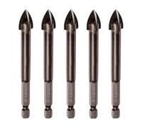 OKODOKO 5Pcs Titanium Coated Masonry Drill Bits For Concrete Brick Ceramic Tile Triangle Tip Drill Bits With 1/4" Hex Shank 12mm Diameter