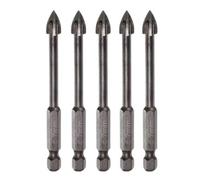 OKODOKO 5Pcs Titanium Coated Masonry Drill Bits For Concrete Brick Ceramic Tile Triangle Tip Drill Bits With 1/4" Hex Shank 7mm Diameter