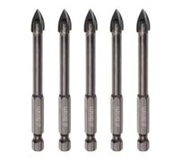 OKODOKO 5Pcs Titanium Coated Masonry Drill Bits For Concrete Brick Ceramic Tile Triangle Tip Drill Bits With 1/4" Hex Shank 8mm Diameter