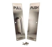 OKODOKO Heavy Duty Stainless Steel Pull Handle & Push Plate + Screws for Work Home Shop School Office Door Push Pull Handles