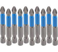 OKODOKO Magnetic 10Pcs Pz2 50mm Pozi Drive 2 Impact Duty Screwdriver Drill Bits Set S2 Steel